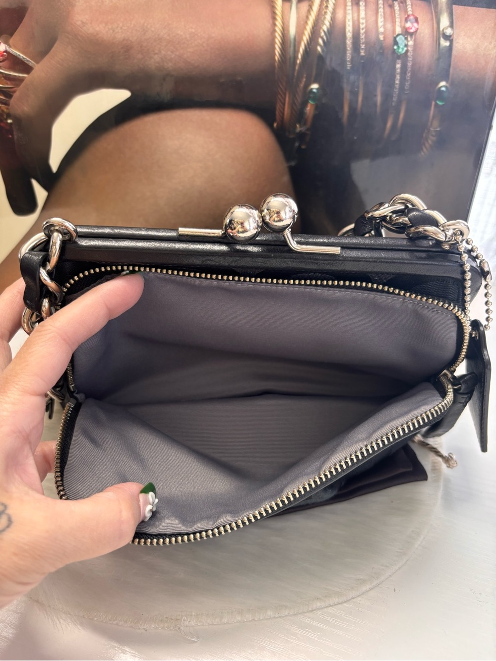 Coach Parker Optic Double Zip Kisslock Shoulder Bag - Picture 5 of 7